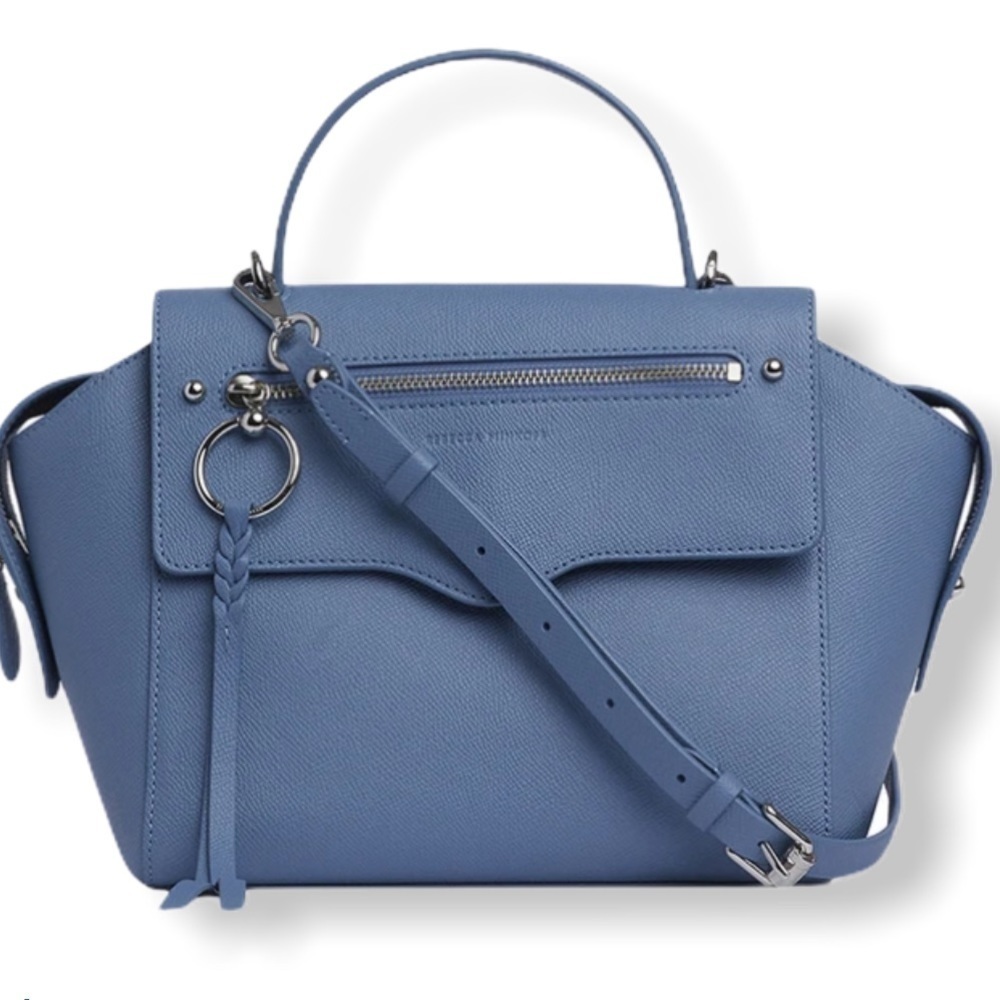 REBECCA MINKOFF Gabby Blue Leather Satchel Crossbody Handbag